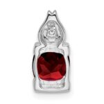 14k White Gold 6mm Cushion Garnet and Diamond Chain Slide - Image 4