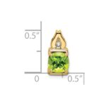 14k 6mm Cushion Peridot and Diamond Chain Slide - Image 3