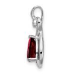 14k White Gold 8x6mm Pear Garnet and Diamond Chain Slide - Image 2