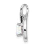 14k White Gold Lab Created Opal and Diamond Teardrop Chain Slide - Image 2