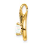 14k Lab Created Opal and Diamond Teardrop Chain Slide - Image 2