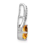 14k White Gold 7mm Cushion Citrine and Diamond Chain Slide - Image 2