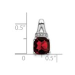 14k White Gold 7mm Cushion Garnet and Diamond Chain Slide - Image 3