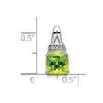 14k White Gold 7mm Cushion Peridot and Diamond Chain Slide - Image 3