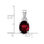 14k White Gold 9x7mm Oval Garnet and Diamond Chain Slide - Image 3