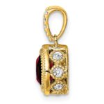 14k 6mm Cushion Garnet and Diamond Pendant - Image 2