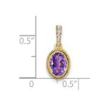 14k 7x5mm Oval Amethyst and Diamond Pendant - Image 3