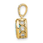 14k 7x5mm Oval Blue Topaz and Diamond Pendant - Image 2