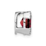14k White Gold 9x7mm Oval Garnet and Diamond Chain Slide - Image 2