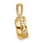 14k 4.5mm Round Moving Vibrant Citrine and Diamond Pendant - Image 2