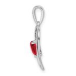 14k White Gold Ruby and Diamond Heart Pendant - Image 2
