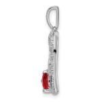 14k White Gold Ruby and Diamond MOM Heart Pendant - Image 2