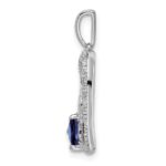 14k White Gold Sapphire and Diamond MOM Heart Pendant - Image 2