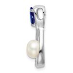 14k White Gold Pear Sapphire/Freshwater Cultured Pearl/Diamond Infinity Chain Slide - Image 2