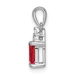 14k White Gold Emerald-shape Ruby and Diamond Pendant - Image 2