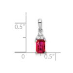 14k White Gold Emerald-shape Ruby and Diamond Pendant - Image 3