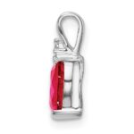 14k White Gold 7x5mm Pear Ruby and Diamond Pendant - Image 2