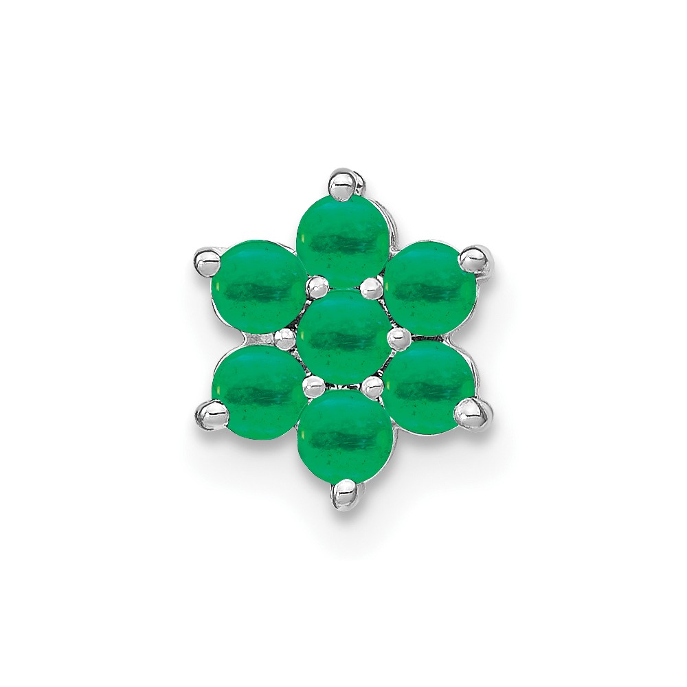 PM7199-EM-W.jpg 14k White Gold Emerald Floral Chain Slide - Image 1