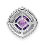 14k White Gold 6.5mm Cushion Amethyst Beaded Edge Chain Slide - Image 4