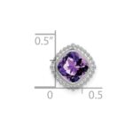 14k White Gold 6.5mm Cushion Amethyst Beaded Edge Chain Slide - Image 3