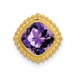 14k 6.5mm Cushion Amethyst Beaded Edge Chain Slide