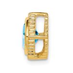 14k 6.5mm Cushion Blue Topaz Beaded Edge Chain Slide - Image 2