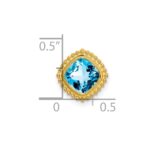 14k 6.5mm Cushion Blue Topaz Beaded Edge Chain Slide - Image 3