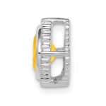14k White Gold 6.5mm Cushion Citrine Beaded Edge Chain Slide - Image 2