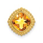 14k 6.5mm Cushion Citrine Beaded Edge Chain Slide