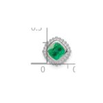 14k White Gold Cushion Emerald Beaded Edge Chain Slide - Image 3
