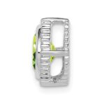 14k White Gold 6.5mm Cushion Peridot Beaded Edge Chain Slide - Image 2
