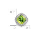 14k White Gold 6.5mm Cushion Peridot Beaded Edge Chain Slide - Image 3