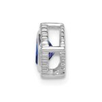 14k White Gold Cushion Sapphire Beaded Edge Chain Slide - Image 2