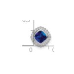 14k White Gold Cushion Sapphire Beaded Edge Chain Slide - Image 3