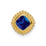 14k Cushion Sapphire Beaded Edge Chain Slide