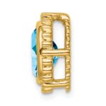 14k 8x6mm Oval Blue Topaz Beaded Edge Chain Slide - Image 2