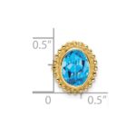 14k 8x6mm Oval Blue Topaz Beaded Edge Chain Slide - Image 3