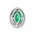 14k White Gold Oval Emerald Beaded Edge Chain Slide - Image 4