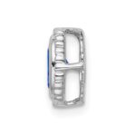 14k White Gold Oval Sapphire Beaded Edge Chain Slide - Image 2