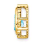 14k 9x6mm Pear Blue Topaz Beaded Edge Chain Slide - Image 2