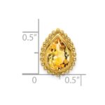14k 9x6mm Pear Citrine Beaded Edge Chain Slide - Image 3