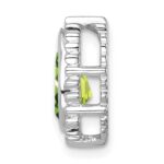 14k White Gold 9x6mm Pear Peridot Beaded Edge Chain Slide - Image 2