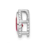 14k White Gold Pear Ruby Beaded Edge Chain Slide - Image 2