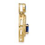 14k Oval and Round Sapphire and Diamond Oval Pendant - Image 2