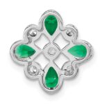 14k White Gold Pear Emerald and Diamond Chain Slide - Image 4