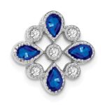 14k White Gold Pear Sapphire and Diamond Chain Slide