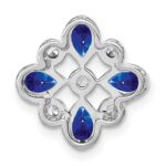 14k White Gold Pear Sapphire and Diamond Chain Slide - Image 4