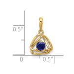 14k 4mm Round September/Lab Created Sapphire Triangle Pendant - Image 2