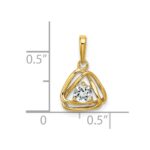 14k 4mm Round April/White Topaz Triangle Pendant - Image 2