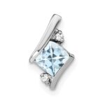Sterling Silver Antique Cushion Aquamarine and Diamond Pendant